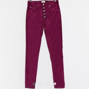 Alice & Olivia Jeans high rise velvet jeans with exposed buttons in purple